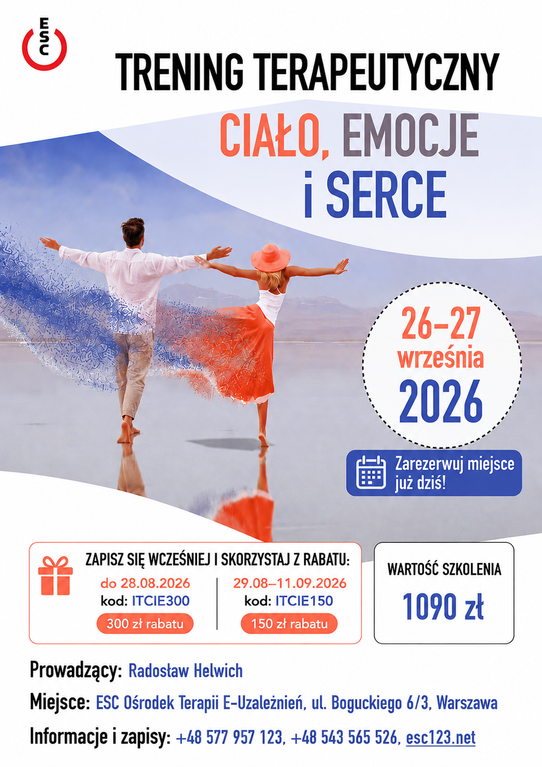 Trening Terapeutyczny Ciało Emocje i Serce w ESC Warszawa prowadzący Radosław Helwich
