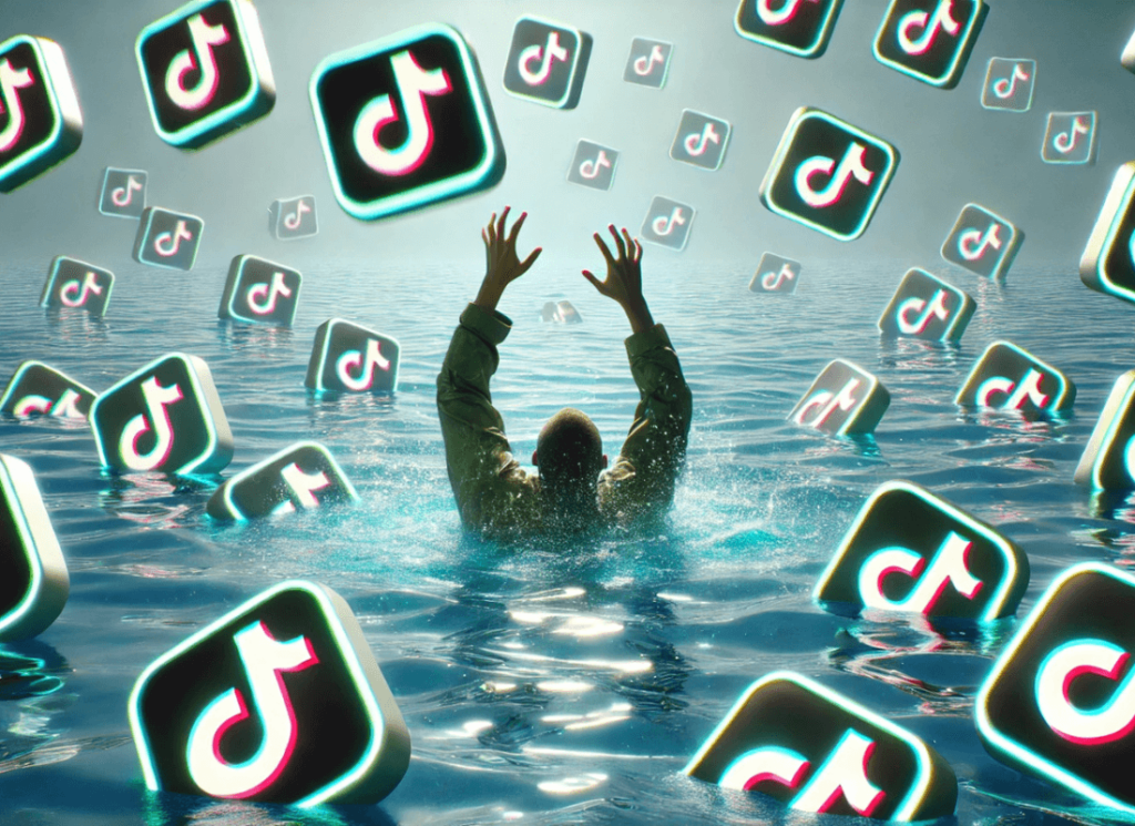 Uzależniona osoba tonąca w TIkToku.