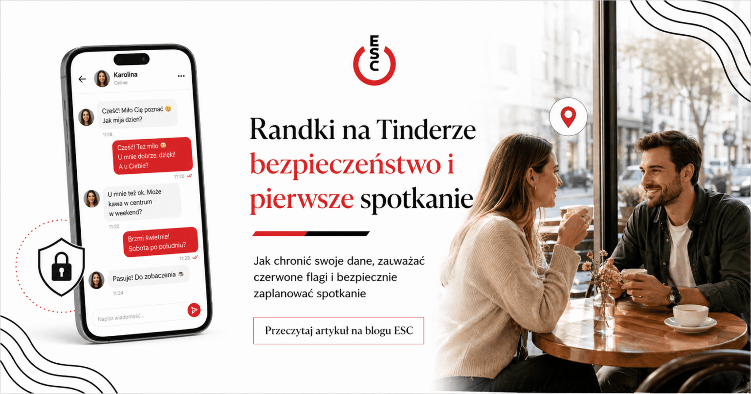 Telefon z aplikacją randkową i pierwsze spotkanie w kawiarni jako symbol bezpiecznych randek na Tinderze
